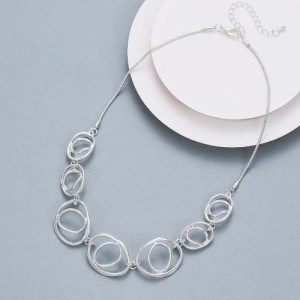 Gracee Jewellery, Silver Oval Short Necklace
