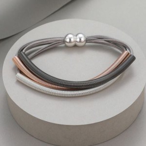 Gracee Jewellery, Slver, Rose / Charcoal Stretch Magnetic Bracelet