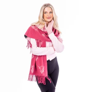 Heilan Coo Super Soft Scarf - Damson / Pale Rose - Image 4