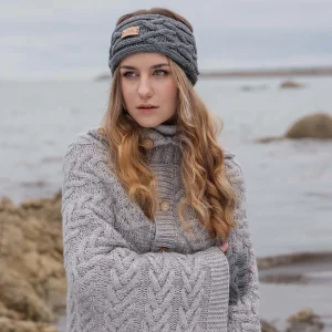 Aran Cable Knit Headband – Steel - Image 4