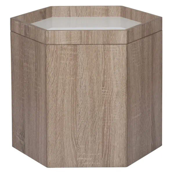 Oslo Natural & White Wood Hexagonal Storage Box, Small - Jaro