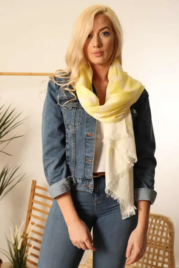 Sarta, Neon Yellow and White Striped Scarf