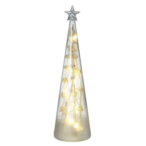 Light Up Glass Cone Tree With Star