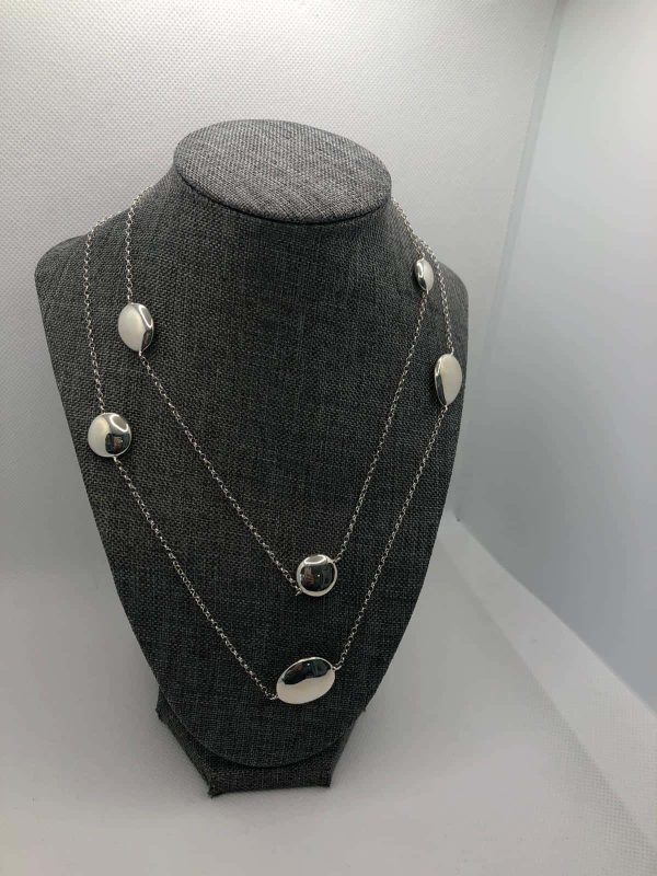 Polished Pebble Long Necklace, Sterling Silver by Chris Lewis - Jaro Design Studio - 1