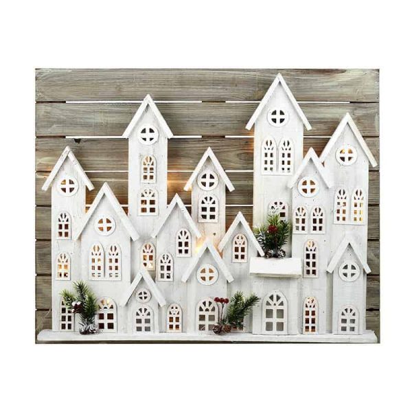 Large White Light Up Town Houses Scene - Jaro - Jaro Design Studio - 1