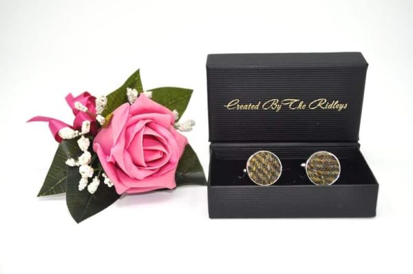 Harris Tweed Cufflinks, Blue Herringbone (HT09) - Jaro - Jaro Design Studio - 1