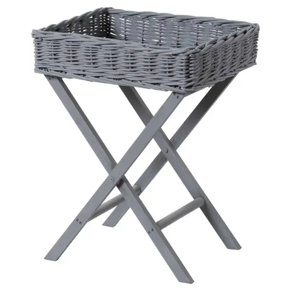 Grey Wicker Basket Butler Tray, Small