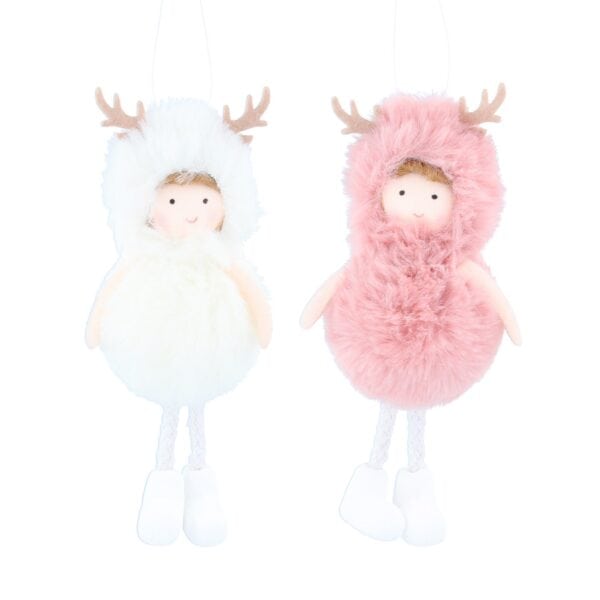 Gisela Graham, Faux Fur Pink Children with Antlers - Jaro Design Studio - 1