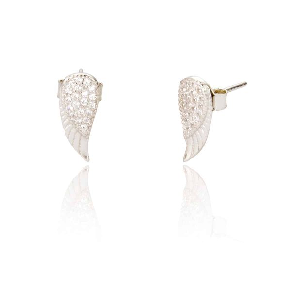 Spoke 925, Angel Wing Stud Earrings, Silver - Jaro - Jaro Design Studio - 1