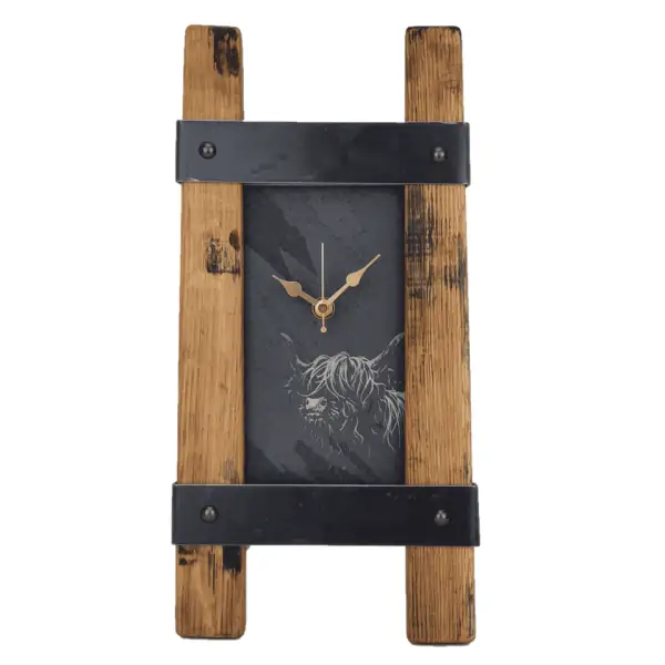 Highland Cow Slate Twin Stave Clock - Jaro