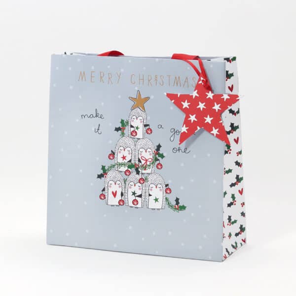Belly Button Bubble , Christmas Penguins - Small Tote Gift Bag - Jaro Design Studio - 1