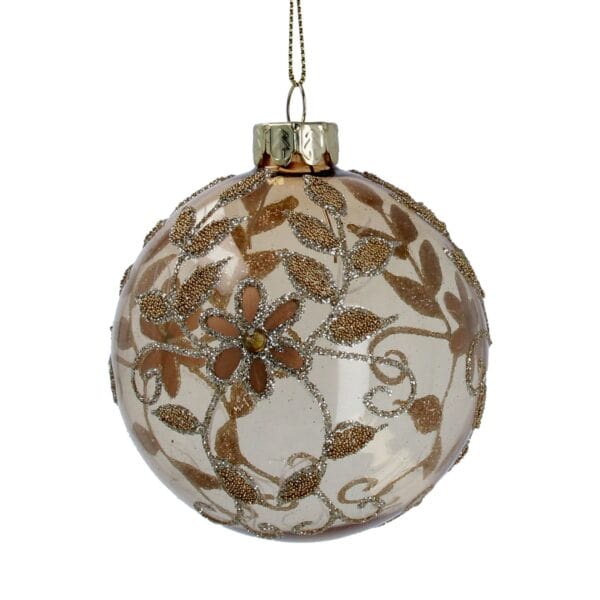 Gisela Graham, Glass Bauble - Gold Glitter Branches - Jaro Design Studio - 1