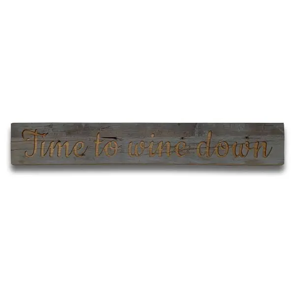 Wine Down Grey Wash Wooden Message Plaque - Jaro