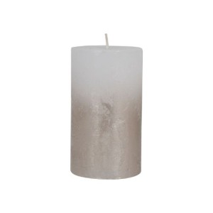 Libra, White Pillar Candle With Metallic Silver Ombre Base - 7x12cm