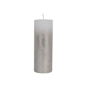 Libra, White Pillar Candle With Metallic Silver Ombre Base - 7x19cm