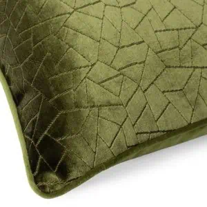 Hoem, Malan Cut Velvet Cushion - Olive - Image 3