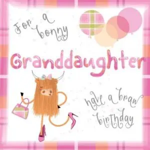 Pink Pig, Birthday Bonny Grandaughter Greetings Card