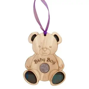 Quirky Tartan Lucky Sixpence - Teddy Bear - Baby Boy