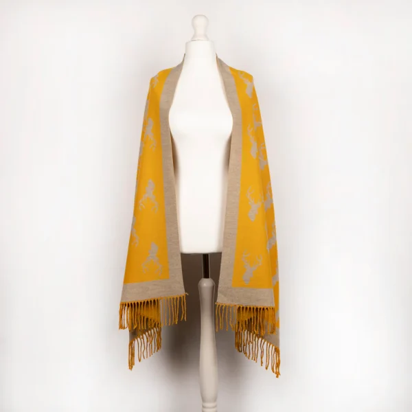 Stag Super Soft Jacquard Scarf - Yellow