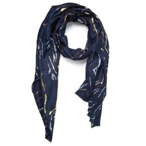Sarta, Navy Blue Abstract Zebra Print Lightweight Scarf