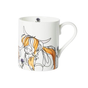 Belly Button Bubble, Highland Cow Fine Bone China Mug