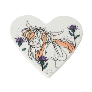 Belly Button Bubble, Highland Cow Heart Coaster - Image 2