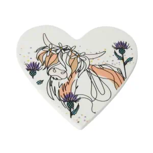 Belly Button Bubble, Highland Cow Heart Coaster