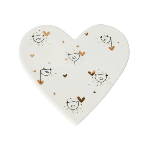 Belly Button Bubble ‘Birds and Hearts’ Porcelain Heart Coaster