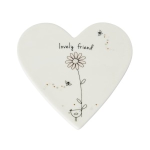 Belly Button Bubble ‘Lovely Friend’ Porcelain Heart Coaster