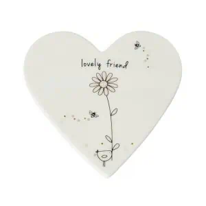 Belly Button Bubble ‘Lovely Friend’ Porcelain Heart Coaster