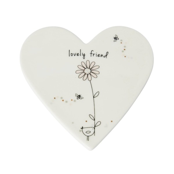 Belly Button Bubble ‘Lovely Friend’ Porcelain Heart Coaster