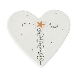 Belly Button Bubble ‘You're A Star’ Porcelain Heart Coaster - Image 2