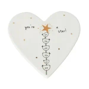 Belly Button Bubble ‘You're A Star’ Porcelain Heart Coaster - Image 2