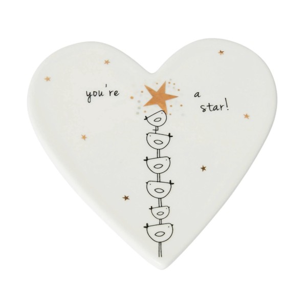 Belly Button Bubble ‘You're A Star’ Porcelain Heart Coaster
