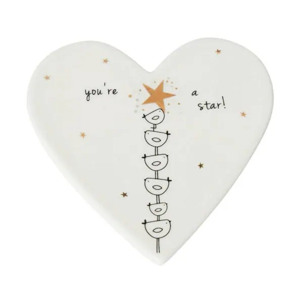 Belly Button Bubble ‘You're A Star’ Porcelain Heart Coaster