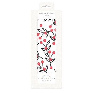 Wedding Gift Inspiration - Jaro Design Studio - 7 Belly Button Tissue Paper – Christmas Woodcut Berries