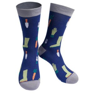 Sock Talk, Mens Bamboo Socks Gardening Novelty Socks Tools Navy Blue