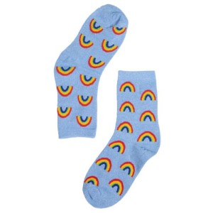 Sock Talk, Pale Blue Multicolour Rainbow Pattern Glitter Lurex Socks