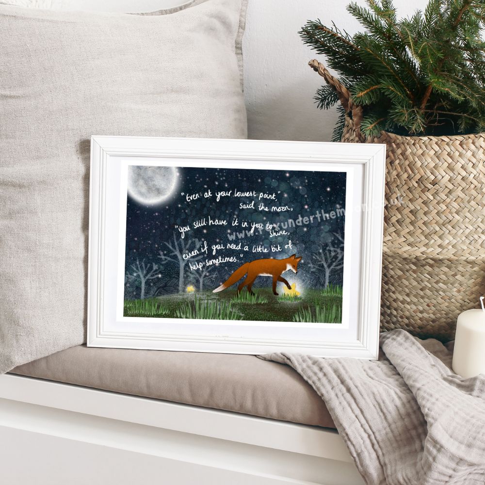 Fox Under The Moon – ‘Shine’ Art Print A4 - Jaro Design Studio - 3 Fox Under The Moon – ‘Shine’ Art Print A4 - Image 3