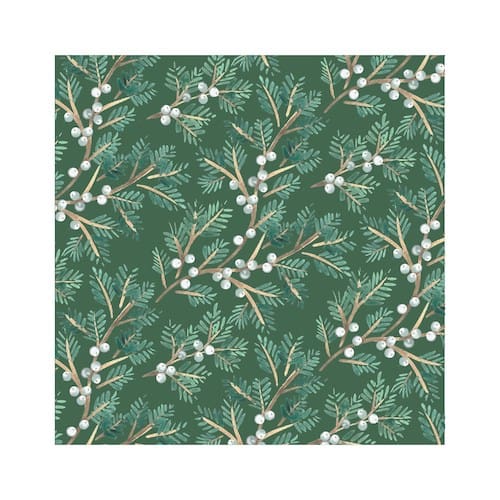 Pack/20 Paper Napkins - Green Pine/White Berry - JX22