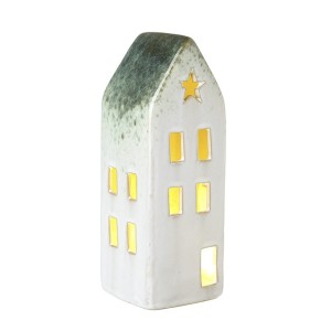 Ceramic Tall LED House with Star