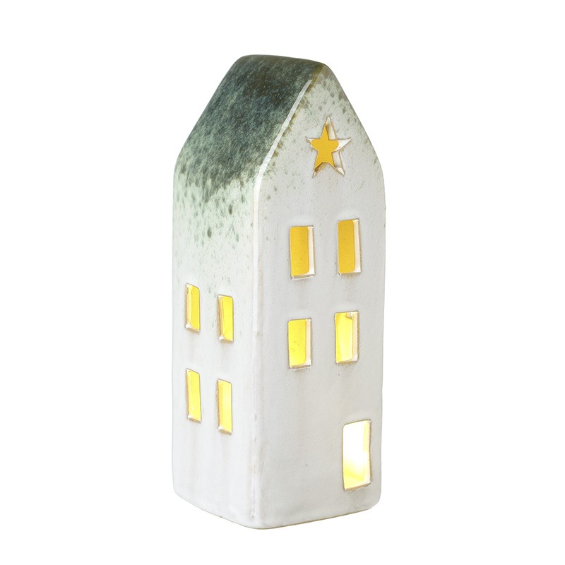 Ceramic Tall LED House with Star