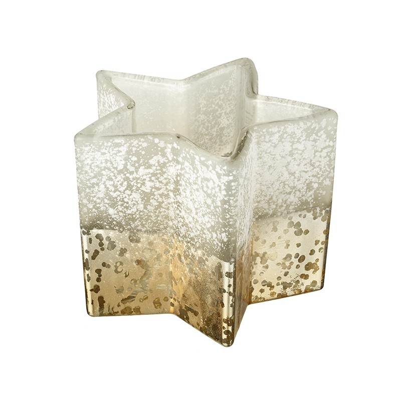 Large Mottled Glass Star T-Light Holder - Jaro Design Studio - 1 Large Mottled Glass Star T-Light Holder